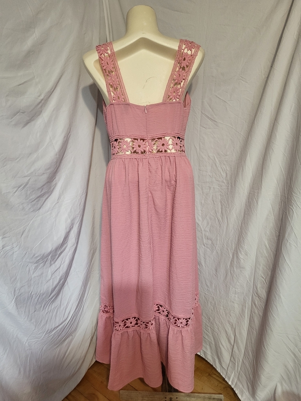 SHEIN Pink Maxi Dress with Crochejt Trim - Picture 2 of 4